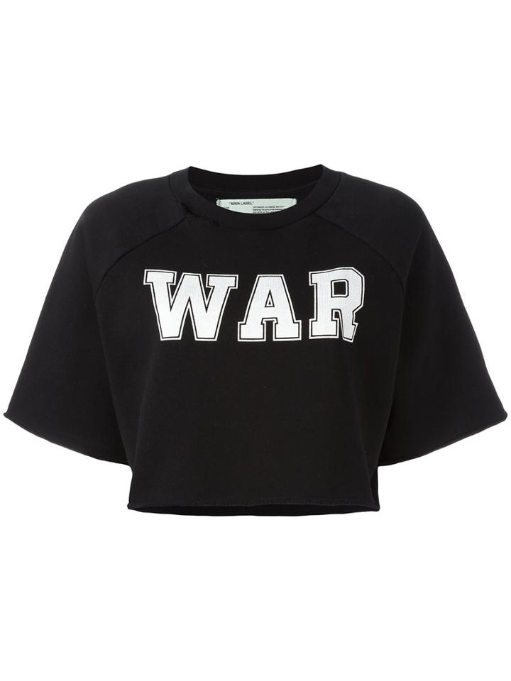 Off-white 'war' Print Cropped Sweatshirt, Women's, Size: Small, Black, Cotton