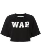 Off-white 'war' Print Cropped Sweatshirt, Women's, Size: Small, Black, Cotton