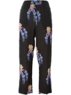 Francesco Scognamiglio Floral Print Trousers, Women's, Size: 42, Black, Silk