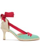 Manolo X Castaner Two Tone Lace-up Pumps - Blue