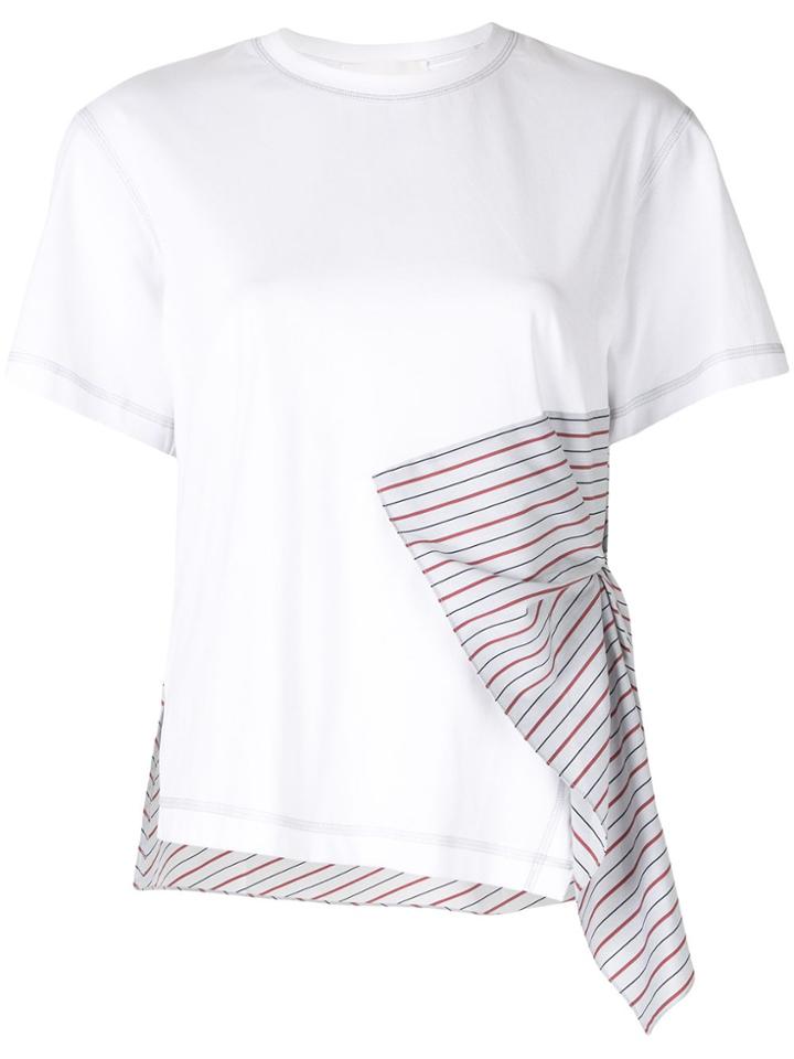 Portspure Striped Panel Detail T-shirt - White