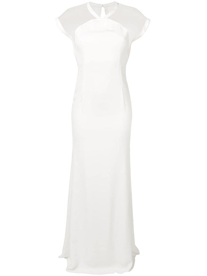 Victoria Beckham Cap Sleeve Floor Length Dress - White