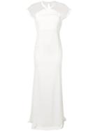 Victoria Beckham Cap Sleeve Floor Length Dress - White