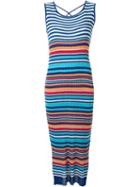 Loveless Striped Knit Long Dress, Women's, Size: 34, Blue, Cotton/rayon