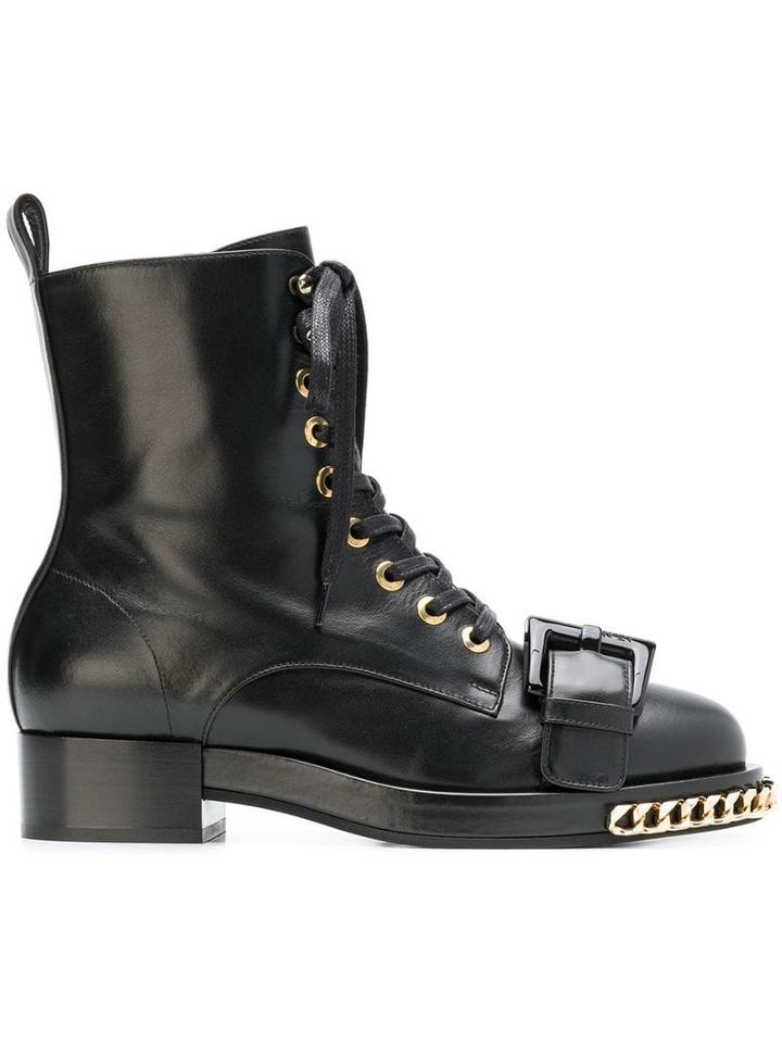 Nº21 Chain Trimmed Boots - Black