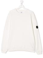 Cp Company Kids Logo Patch Sweatshirt - White