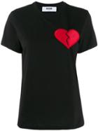 Msgm Heart Break Motif T-shirt - Black