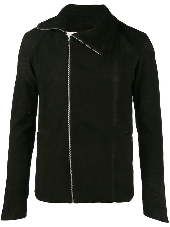 A New Cross - Zipped Fitted Jacket - Men - Cotton/nubuck Leather - L, Black, Cotton/nubuck Leather