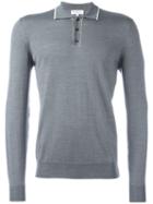 Salvatore Ferragamo Button-up Long Sleeved Polo, Men's, Size: Xl, Grey, Virgin Wool/silk