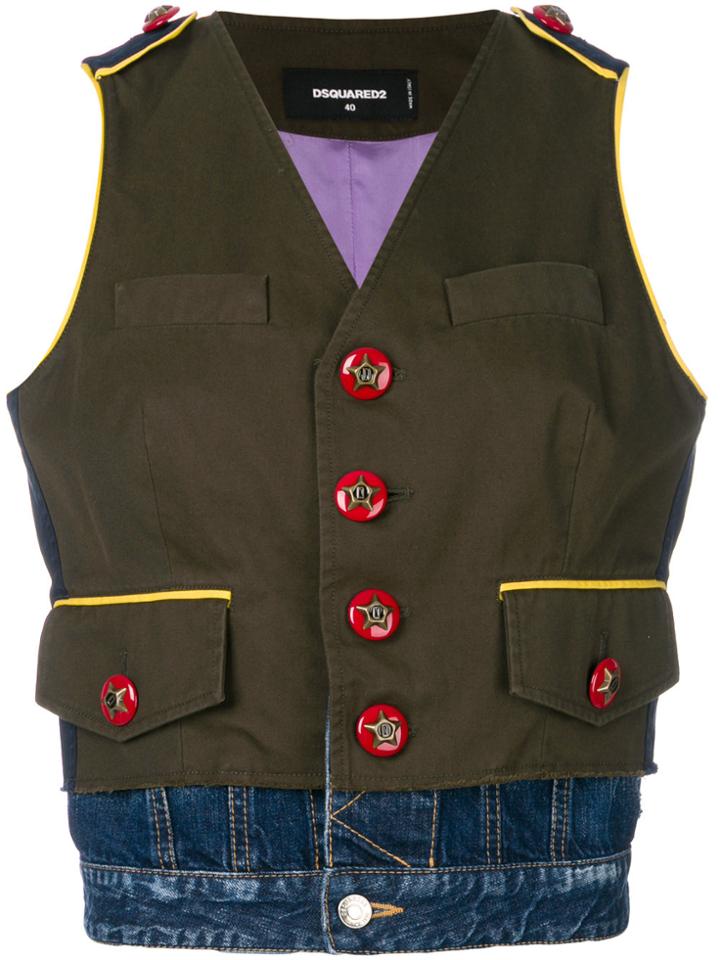 Dsquared2 Embellished Button Vest - Green