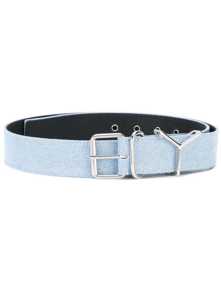 Y / Project - Logo Buckled Belt - Women - Cotton/leather/brass - 100, Blue, Cotton/leather/brass