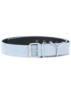 Y / Project - Logo Buckled Belt - Women - Cotton/leather/brass - 100, Blue, Cotton/leather/brass