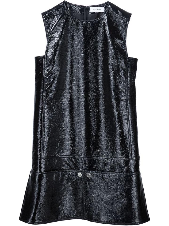 Courrèges Sleeveless Shift Dress, Women's, Size: 36, Black, Cotton/polyurethane