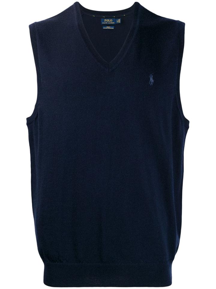 Polo Ralph Lauren Logo Embroidered Sleeveless Sweater - Blue