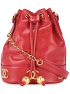 Chanel Pre-owned Logo Drawstring Shoulder Bag - Red