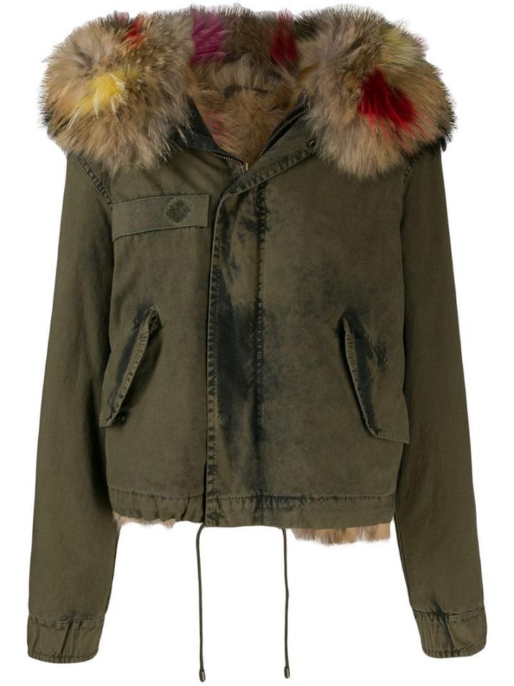Mr & Mrs Italy Fur Hood Trim Jacket - Green