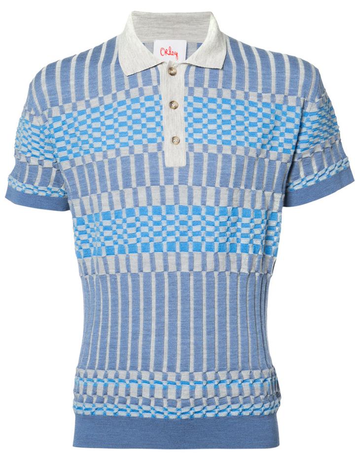 Orley Panelled Knit Polo Shirt, Men's, Size: Small, Blue, Merino