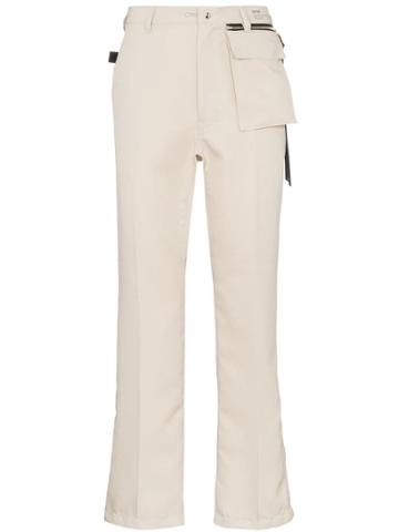 Portvel Tailored Strap Detail Trousers - Neutrals