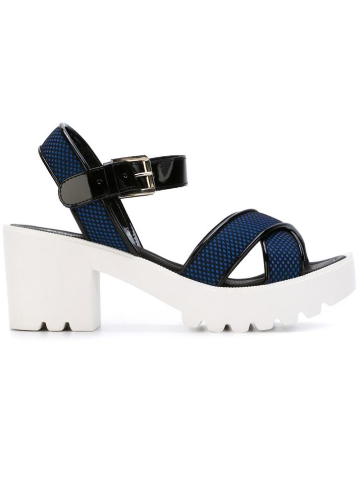 Studio Pollini Platform Sandals, Women's, Size: 41, Blue, Polyester/pvc/leather/rubber