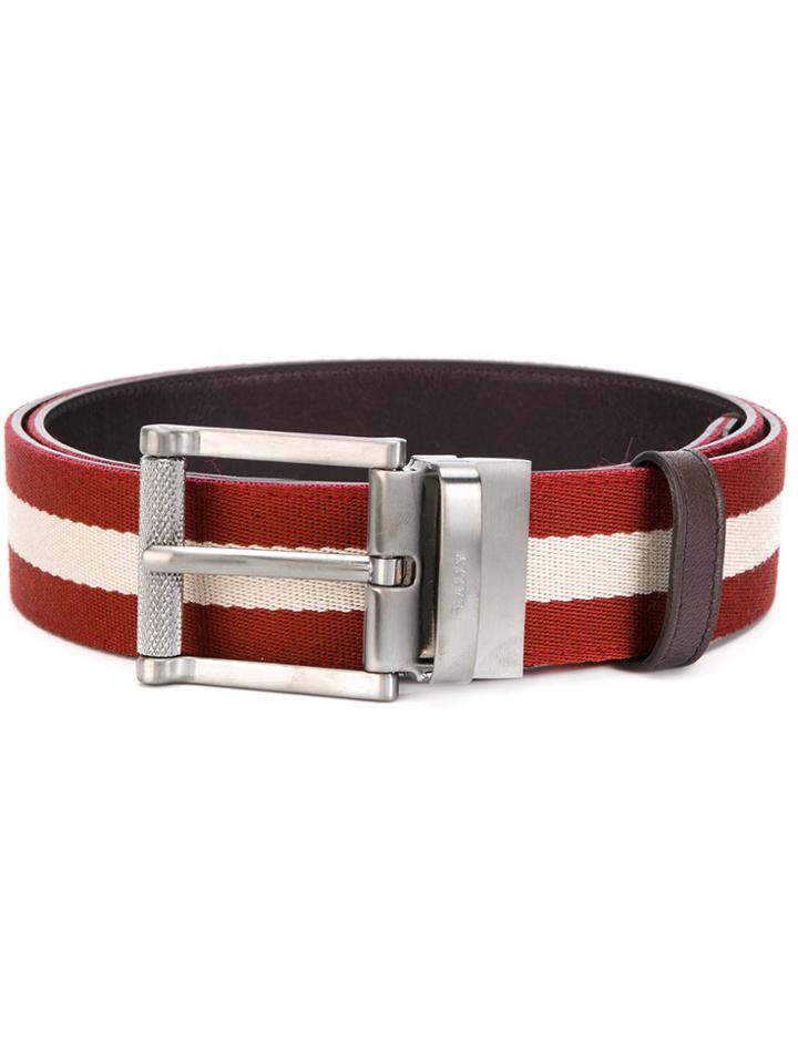 Bally Striped Belt - Red