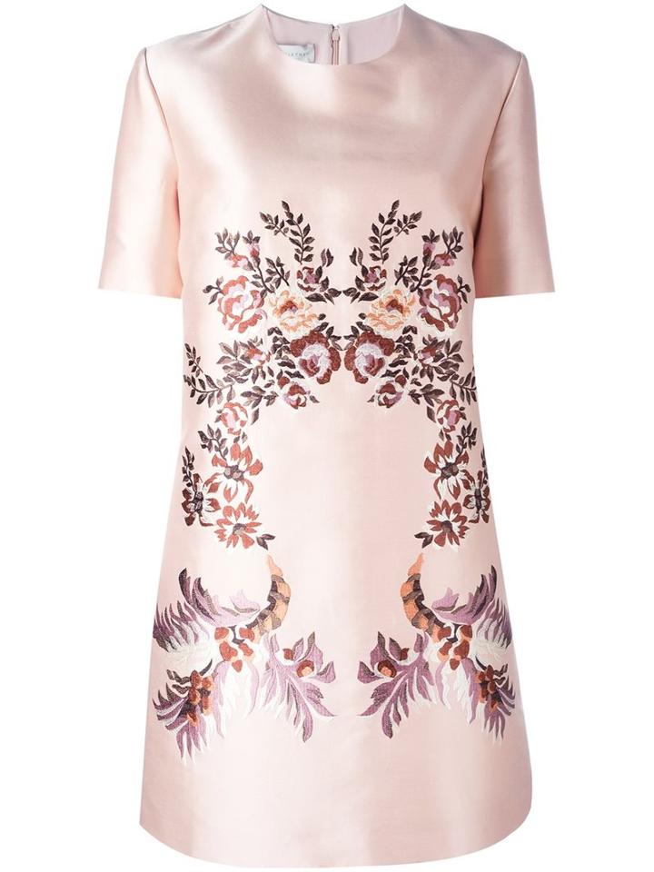 Stella Mccartney Embroidered Floral Design Dress, Women's, Size: 38, Pink/purple, Cotton/polyester/silk