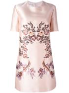 Stella Mccartney Embroidered Floral Design Dress, Women's, Size: 38, Pink/purple, Cotton/polyester/silk