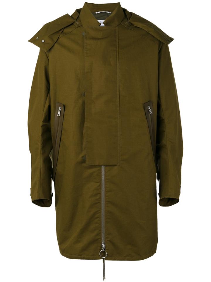 Oamc Straps Detail Hooded Coat - Green