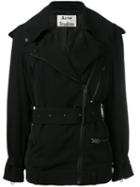 Acne Studios Zip Detail Belted Jacket, Women's, Size: 40, Black, Triacetate/viscose
