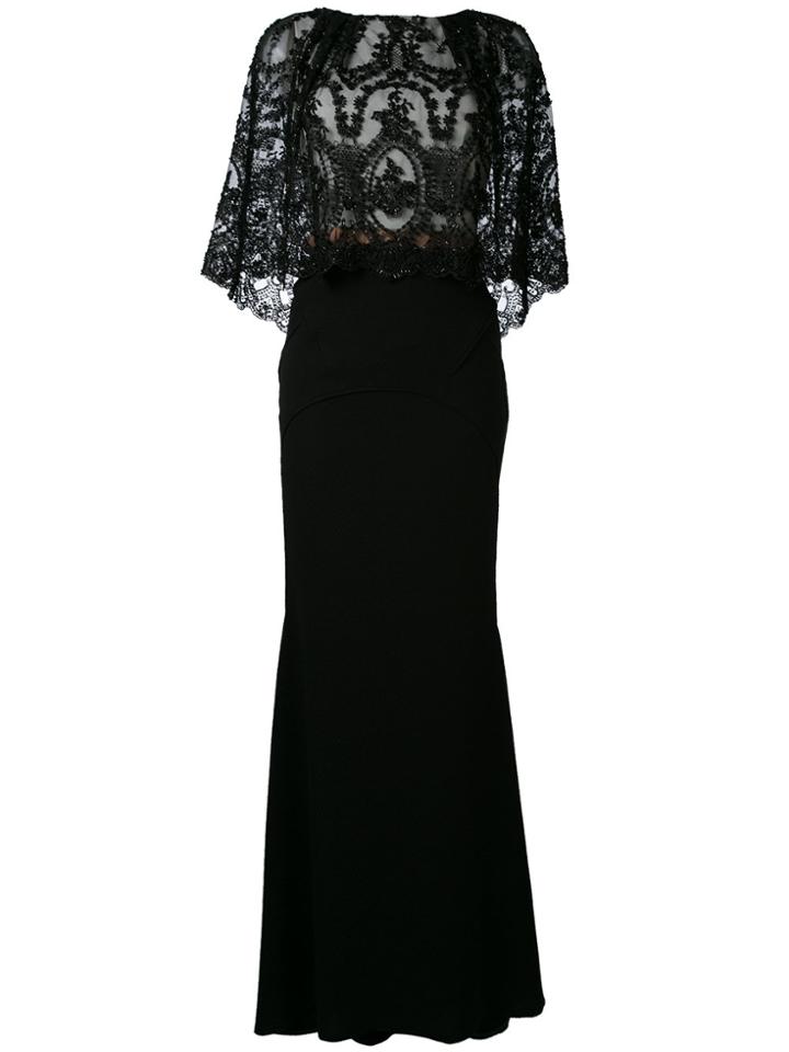 Talbot Runhof Embroidered Maxi Dress - Black