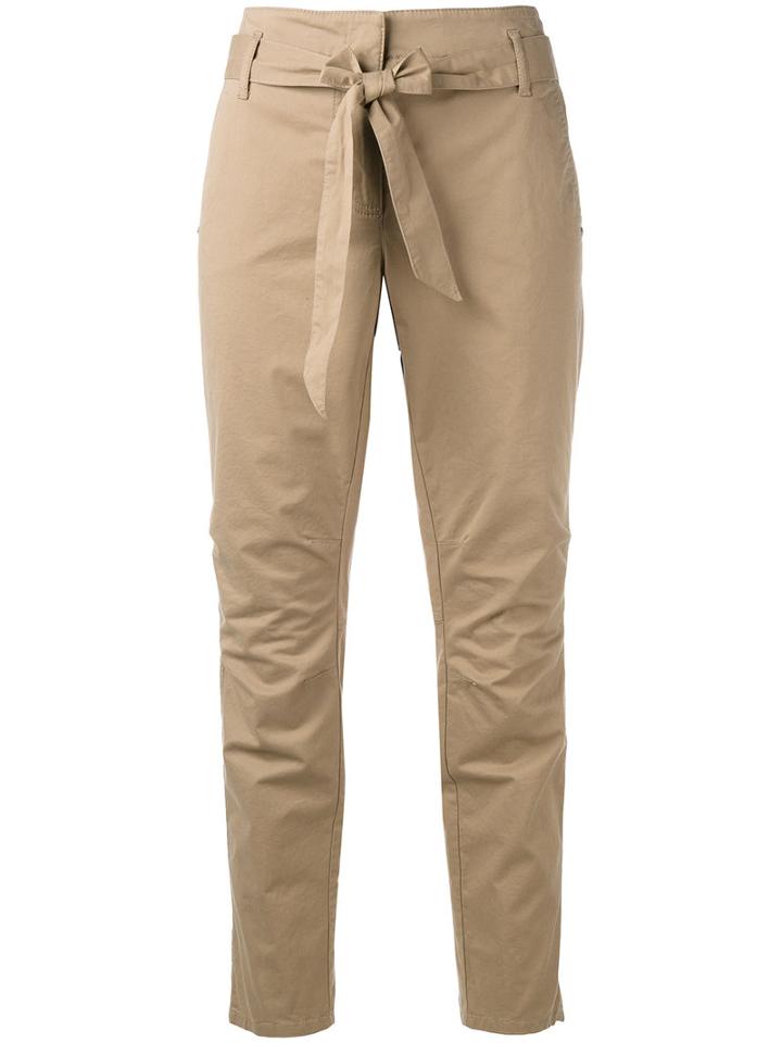 Luisa Cerano - Belted Cropped Trousers - Women - Cotton/spandex/elastane - 42, Nude/neutrals, Cotton/spandex/elastane