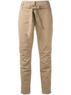 Luisa Cerano - Belted Cropped Trousers - Women - Cotton/spandex/elastane - 42, Nude/neutrals, Cotton/spandex/elastane