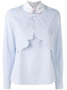 Vivetta - Embroidered Shirt - Women - Cotton - 42, Blue, Cotton