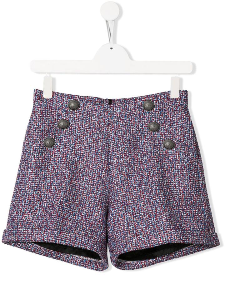 Balmain Kids Tweed Shorts - Blue