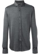 Brunello Cucinelli Plain Shirt, Men's, Size: Large, Grey, Silk/cotton