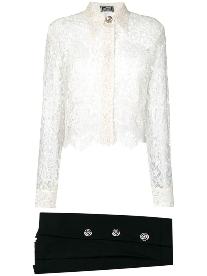 Versace Vintage Punk Shirt & Skirt Set - Black