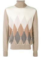 Ballantyne Diamond Instarsia Turtleneck Sweater - Neutrals