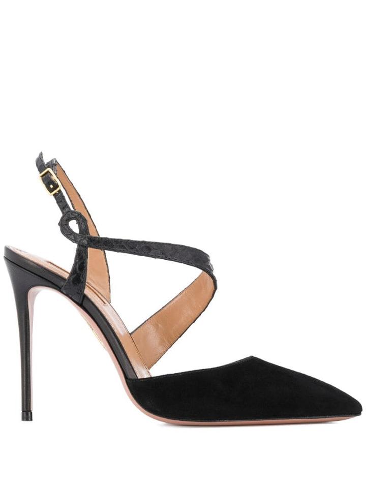 Aquazzura Curved Strap Pumps - Black
