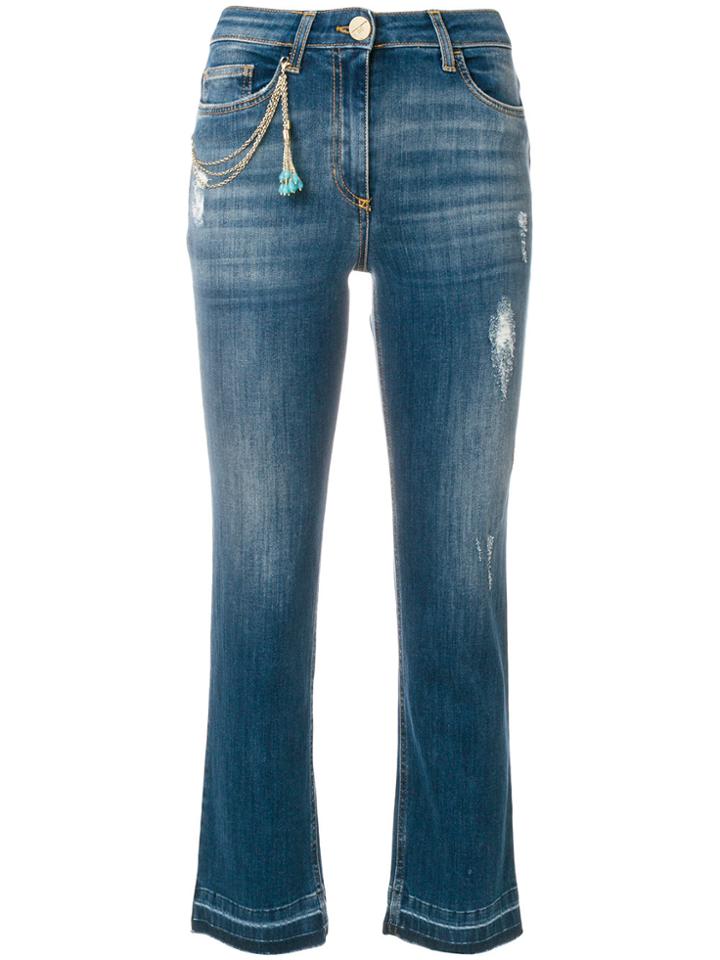 Elisabetta Franchi Cropped High Waisted Jeans - Blue