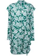 Msgm Floral Shirt Dress, Women's, Size: 44, Green, Silk