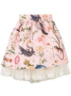 Red Valentino Forest Print Full Skirt - Pink