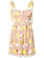 For Love And Lemons Pineapple Embroidered Dress - Brown