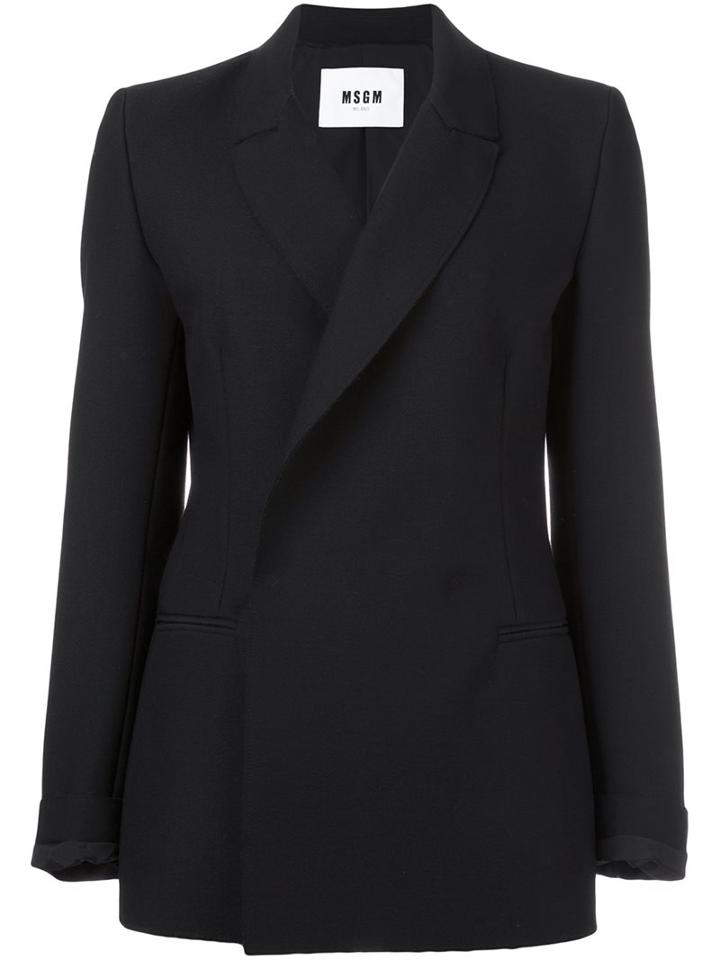 Msgm Concealed Fastening Blazer, Women's, Size: 42, Black, Polyester/viscose/spandex/elastane