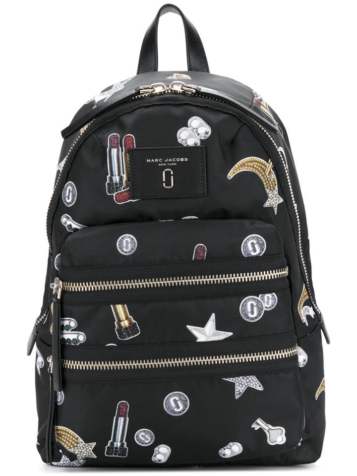 Marc Jacobs Tossed Charms Printed Biker Backpack - Black