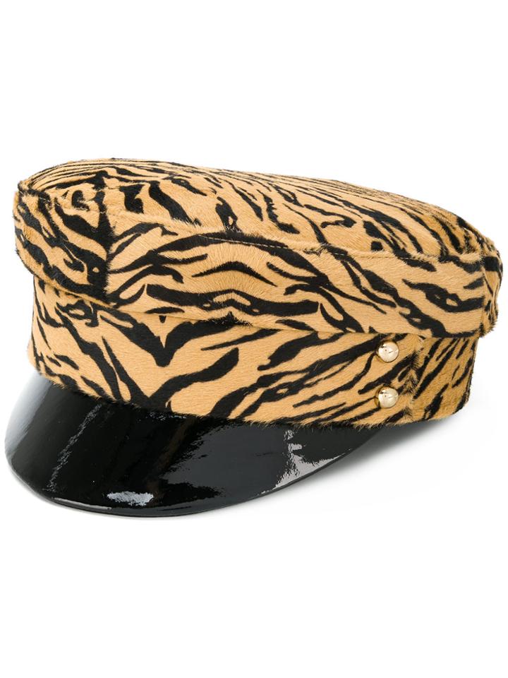 Manokhi Tiger Print Police Hat - Brown