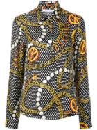 Moschino Chains Printed Loose Blouse - Black