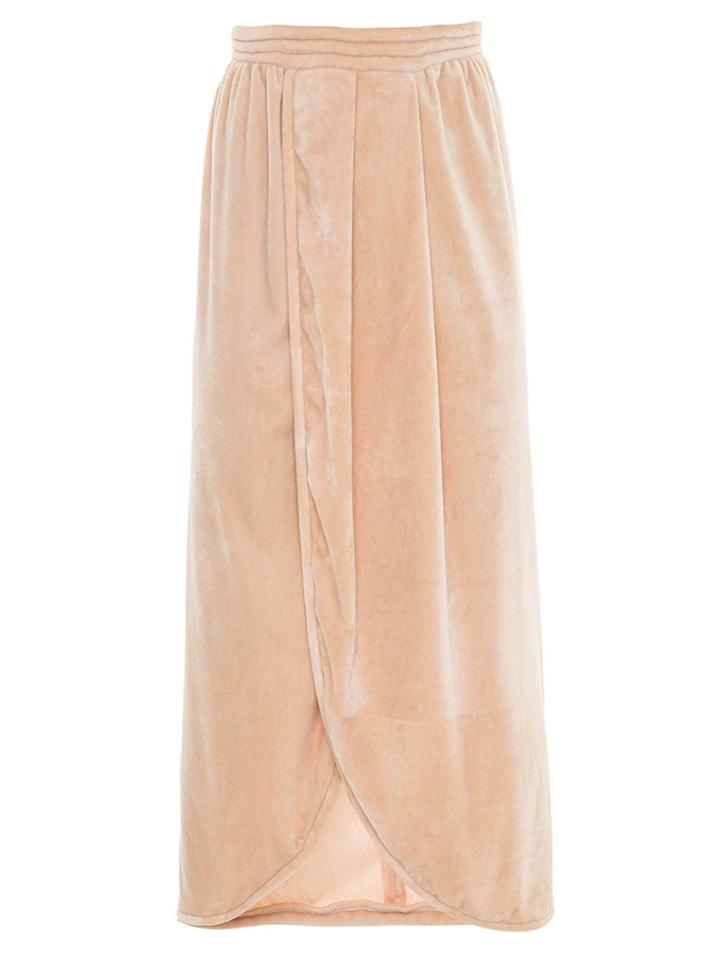 Framed Velvet Tube Midi Skirt - Nude & Neutrals