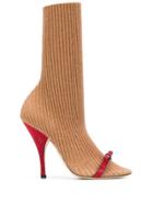 Marco De Vincenzo 110mm Ribbed Sock Pumps - Neutrals
