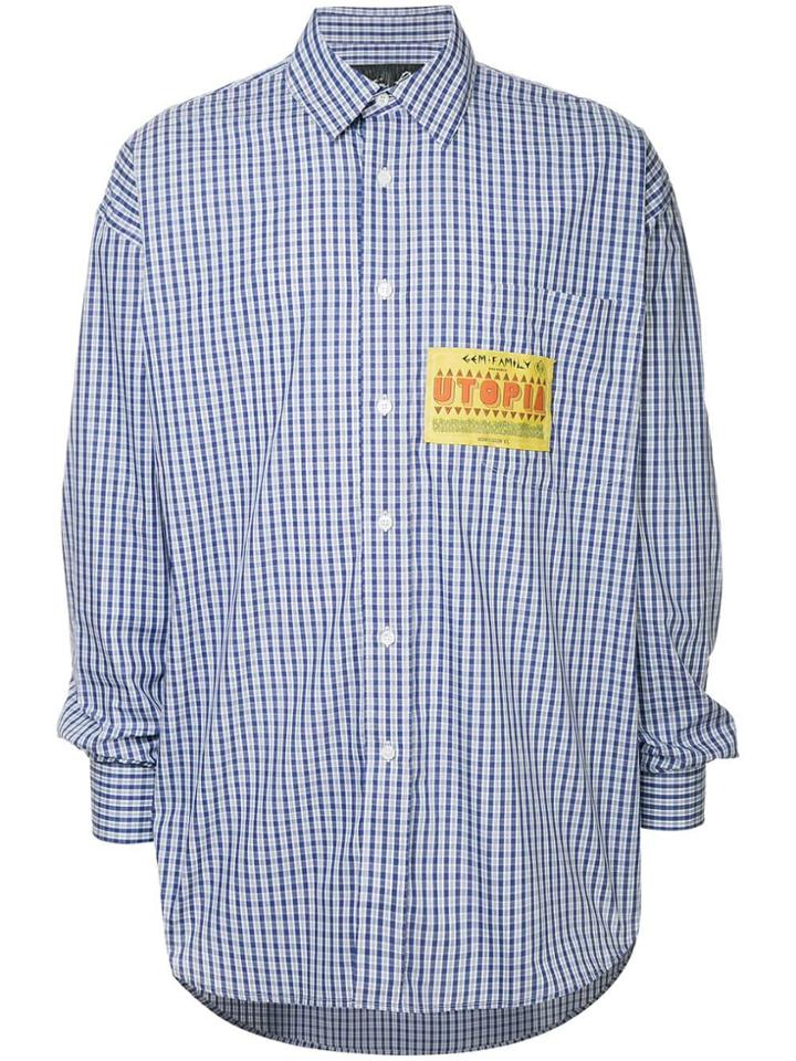 Martine Rose Patch-detail Checked Shirt - Blue