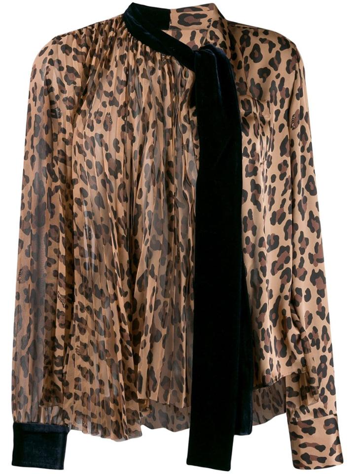 Sacai Velvet Trim Blouse - Brown