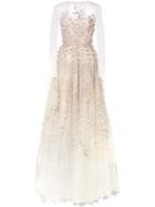 Oscar De La Renta Petal Embroidered Tulle Gown - Yellow